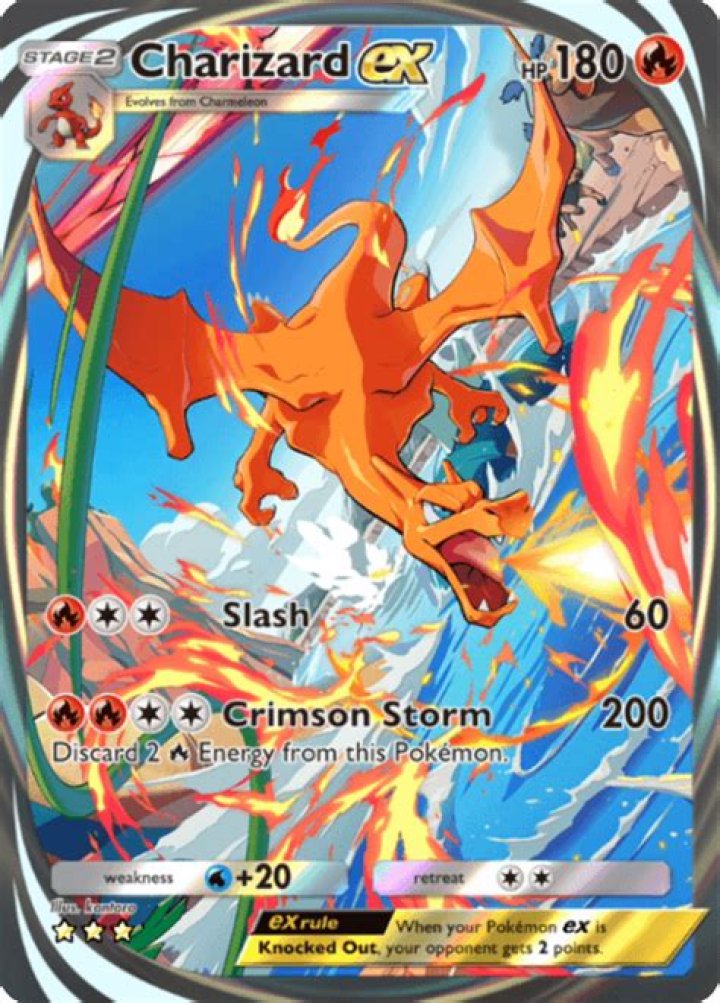 A Pok&eacute;mon card shows Charizard