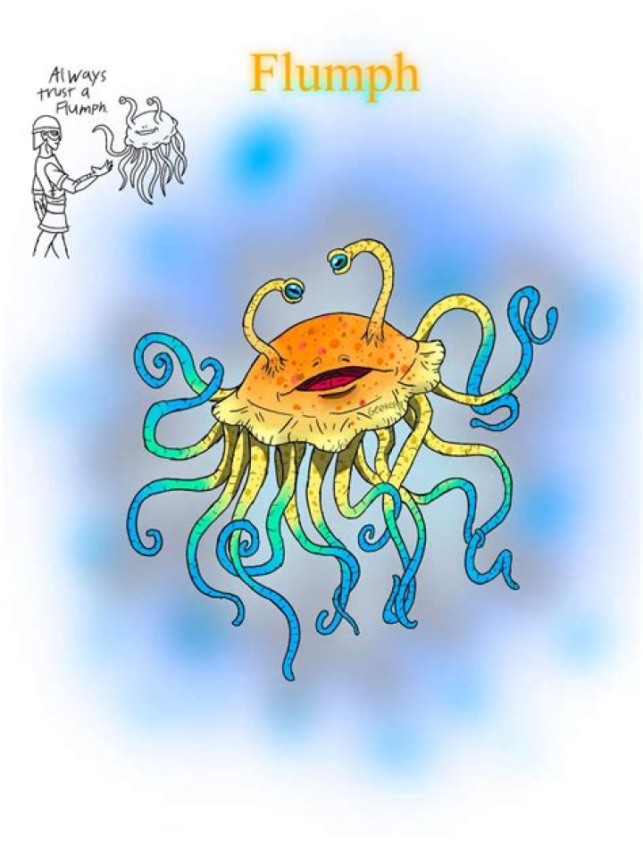 Art for the flumph shows an orc swinging wildly over the gentle creature.