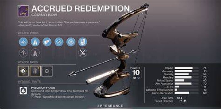 Destiny 2&rsquo;s Accrued Redemption Bow