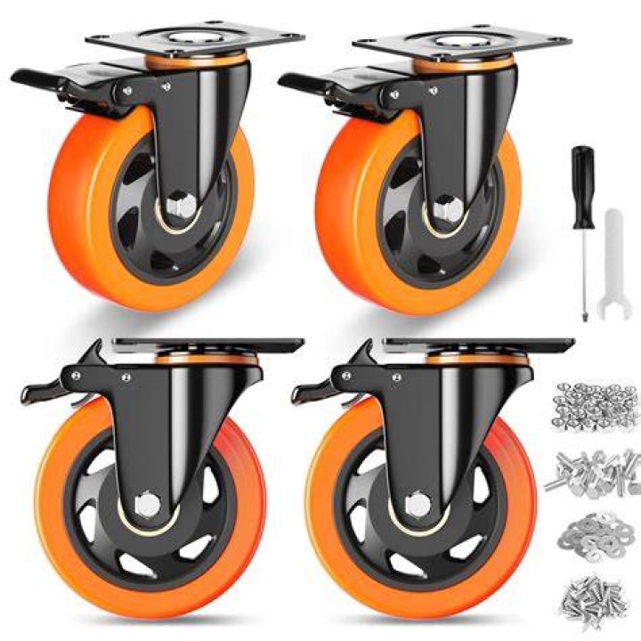 Four wheels with points all have the right-angled points going inward to make a rectangle shape.