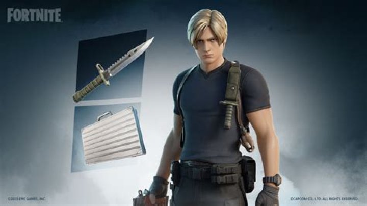 Leon S Kennedy stands next to a blue medallion in the Farm area of Resident Evil 4 remake